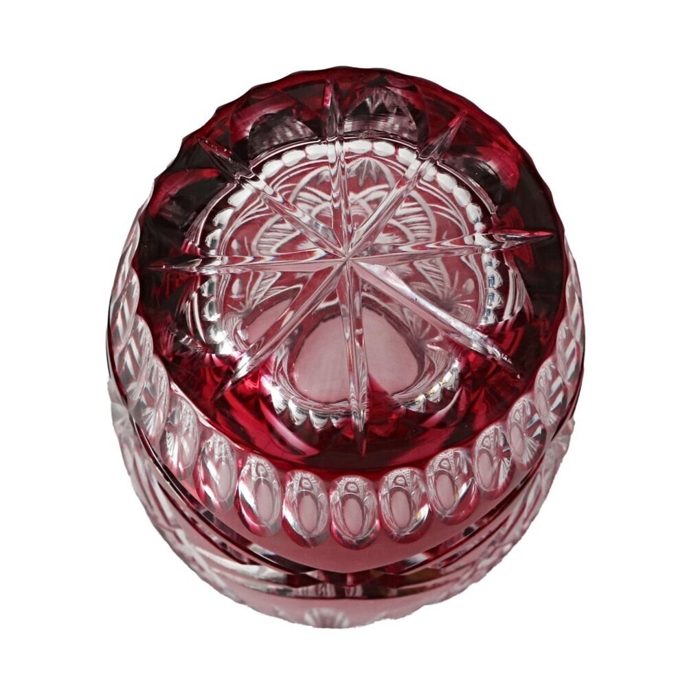 CRANBERRY Red Pink Large Vase Cut-to-Clear Lead Crystal Bleikristall Germany - Picture 4 of 7